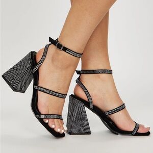 FASHION NOVA Rhinestone Heeled Sandals